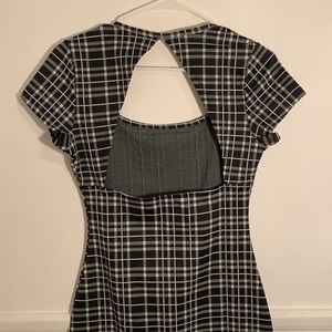 Plaid Open-back Bodycon Dress